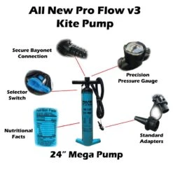 PKS Pro Flow V3 XL Kite Pump With PSI Meter 24" Discounts Apply ! -WindCore Store pks 2020 pro flow v3 mega pump 4
