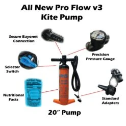 PKS Pro Flow V3 Large Kite & Wing Pump With PSI Meter 20" Discounts Apply ! -WindCore Store pks 2020 pro flow v3 pump 4